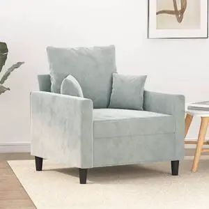 vidaXL Sofa Chair Accent Upholstered Single Sofa Armchair Light Gray Velvet