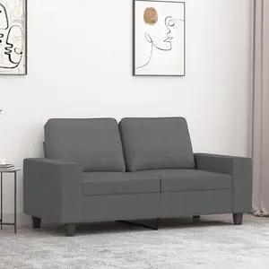vidaXL 2-Seater Sofa Accent Loveseat Couch for Living Room Dark Gray Fabric