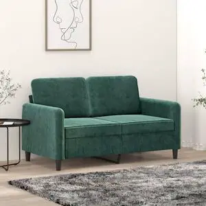 vidaXL 2-Seater Sofa Accent Loveseat Couch for Living Room Dark Green Velvet
