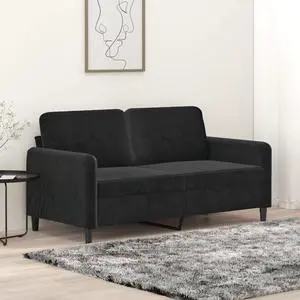 vidaXL Sofa Accent Loveseat Couch 2 Seater Sofa Living Room Seating Black Velvet
