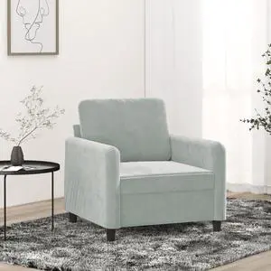 vidaXL Sofa Chair Accent Upholstered Single Sofa Armchair Light Gray Velvet