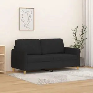 vidaXL Sofa Accent Loveseat Couch 2 Seater Sofa Living Room Seating Black Fabric