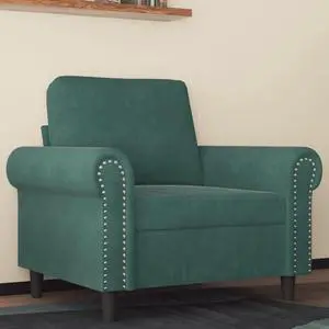 vidaXL Sofa Chair Accent Upholstered Single Sofa Armchair Dark Green Velvet