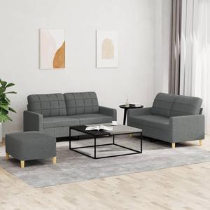 vidaXL Sofa Set with Cushions Sectional Sofa Couch 3 Piece Dark Gray Fabric