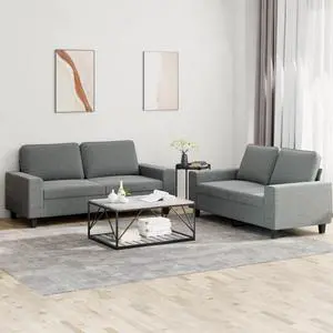 vidaXL Sofa Set Accent Loveseat Couch for Living Room 2 Piece Dark Gray Fabric