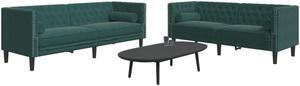 vidaXL Chesterfield Sofa Set with Bolsters Settee 2 Piece Dark Green Velvet