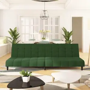 vidaXL 2-Seater Sofa Bed Accent Upholstered Loveseat Couch Dark Green Velvet