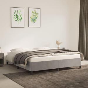 vidaXL California King Size Bed Frame with Plywood Slats, Platform Bed Frame, Velvet Upholstered Mattress Foundation, No Box Spring Needed & Easy Assembly, Light Gray, without Mattress