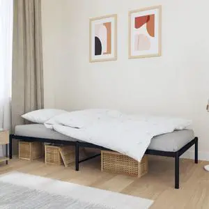 vidaXL 12-Inch Black Metal Twin Bed Frame, Heavy-Duty Construction with Under-Bed Storage for Modern Bedroom, No Box Spring Needed & Easy Assembly, No Mattress