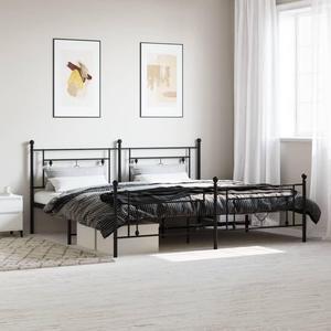 vidaXL 10'' King Metal Bed Frames with Headboard and Footboard, Platform Bed Frame with Strong Metal Slats Support, Under Bed Storage, Noise Free, Black, without Mattress