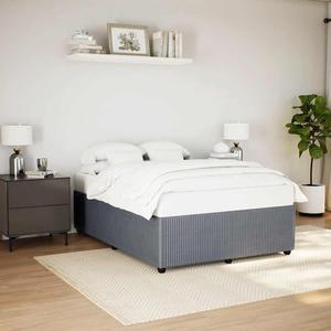 vidaXL Bed Frame Upholstered Bedstead Mattress Base Dark Gray Queen Velvet