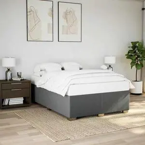 vidaXL Bed Frame without Mattress Upholstered Bedstead Dark GrayÂ Full Fabric