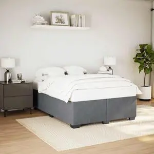 vidaXL Bed Frame without Mattress Upholstered Bedstead Dark GrayÂ Full Velvet