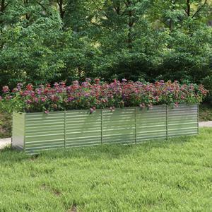 vidaXL Garden Raised Bed Outdoor Patio Planter Pot Galvanized Steel Silver