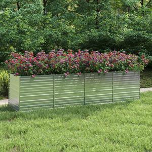 vidaXL Garden Raised Bed Outdoor Patio Planter Pot Galvanized Steel Silver