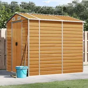 vidaXL Garden Shed Light Brown 75.2"x84.6"x78" Galvanized Steel garden storage