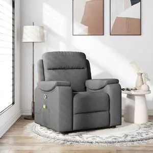 vidaXL Massage Recliner Chair Dark Gray Fabric massage chair massage recliner