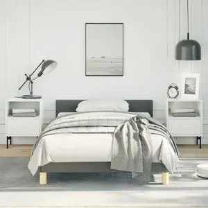 vidaXL Fabric Bed Frame Platform Bed , Scandinavian Style/Slats Support/No Box Spring Needed/Without Mattress/Easy Assembly, Dark Gray Twin XL Bed
