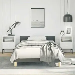 vidaXL Fabric Bed Frame Platform Bed , Scandinavian Style/Slats Support/No Box Spring Needed/Without Mattress/Easy Assembly, Dark Gray  Twin Bed