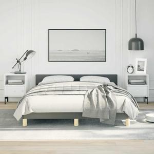 vidaXL Fabric Bed Frame Platform Bed , Scandinavian Style/Slats Support/No Box Spring Needed/Without Mattress/Easy Assembly, Dark Gray Full Bed