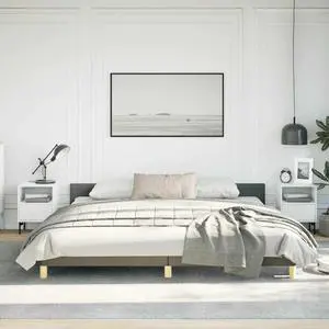 vidaXL Fabric Bed Frame Platform Bed , Scandinavian Style/Slats Support/No Box Spring Needed/Without Mattress/Easy Assembly, Dark Gray California King Bed