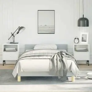 vidaXL Fabric Bed Frame Platform Bed , Scandinavian Style/Slats Support/No Box Spring Needed/Without Mattress/Easy Assembly, Light Gray Twin Bed