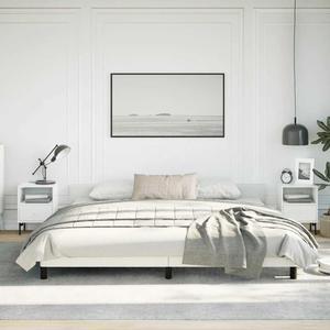 vidaXL Faux Leather Bed Frame Platform Bed , Scandinavian Style/Slats Support/No Box Spring Needed/Without Mattress/Easy Assembly, White King Bed