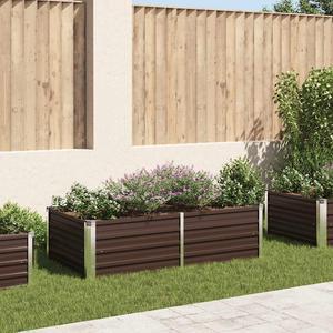 vidaXL Garden Raised Bed Galvanized Steel, Rectangular Garden Planter for Flowers and Planters, Raised Bed, Weather-resistant, Brown, 63"x31.5"x17.7"