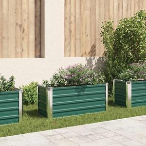 vidaXL Garden Raised Bed Galvanized Steel, Rectangular Garden Planter for Flowers and Planters, Bottomless Raised Flower Bed, Weather-resistant, Green, 39.4"x15.7"x17.7"