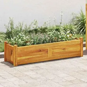 vidaXL Garden Raised Bed, Wooden Raised Flower Bed for Flowers and Plants, Solid Acacia Wood Planter, Outdoor and Indoor Use, Brown