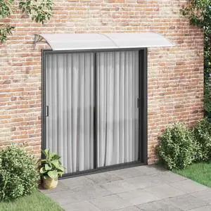 vidaXL Door Canopy, Front Door Canopy for Protection, Porch Canopy for Outdoor, Weather-resistant Polycarbonate Cover, 94.5''x31.5'', Gray and Transparent