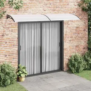 vidaXL Door Canopy, Front Door Canopy for Protection, Porch Canopy for Outdoor, Weather-resistant Polycarbonate Cover, 118.1"x31.5", Black and Transparent