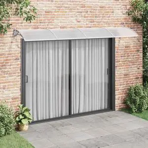 vidaXL Door Canopy, Front Door Canopy for Protection, Porch Canopy for Outdoor, Weather-resistant Polycarbonate Cover, 137.8"x31.5", Gray and Transparent