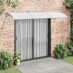 vidaXL Door Canopy, Front Door Canopy for Protection, Porch Canopy for Outdoor, Weather-resistant Polycarbonate Cover, 118.1"x31.5", Gray and Transparent