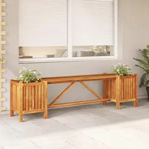 vidaXL Corner Bench with Planter, Backless Outdoor Seating for Garden Patio, Weather Resistant, Solid Acacia Wood 46"x46"x15.7" Gray