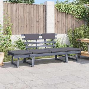 vidaXL  2-in-1 Convertible Outdoor Bench, Patio Daybed, Garden Day Bed, Weather-Resistant Solid Acacia Wood, 26.8" x 74.8" x 29.1" Dark Gray Frame & Dark Gray Cushion