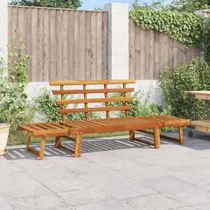 vidaXL  2-in-1 Convertible Outdoor Bench, Patio Daybed, Garden Day Bed, Weather-Resistant Solid Acacia Wood, 26.8" x 74.8" x 29.1" Brown Frame