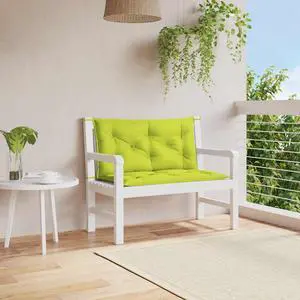 vidaXL Indoor/Outdoor Bench Cushions 2 pcs, Patio Loveseat Cushions, Porch Swing Seat Cushions, Non-slip, Water-Repellent, Breathable, Resilient, Bright Green 39.4"x19.7"x2.8" Oxford Fabric
