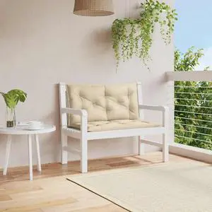 vidaXL Indoor/Outdoor Bench Cushions 2 pcs, Patio Loveseat Cushions, Porch Swing Seat Cushions, Non-slip, Water-Repellent, Breathable, Resilient, Beige 39.4"x19.7"x2.8" Oxford Fabric