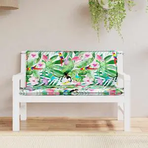 vidaXL Indoor/Outdoor Bench Cushions 2 pcs, Patio Loveseat Cushions, Porch Swing Seat Cushions, Non-slip, Water-Repellent, Breathable, Resilient, Multicolour 47.2"x19.7"x2.8" Oxford Fabric