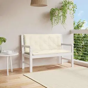 vidaXL Indoor/Outdoor Bench Cushions 2 pcs, Patio Loveseat Cushions, Porch Swing Seat Cushions, Non-slip, Water-Repellent, Breathable, Resilient, Cream White 47.2"x19.7"x2.8" Oxford Fabric