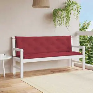 vidaXL Indoor/Outdoor Bench Cushions 2 pcs, Patio Loveseat Cushions, Porch Swing Seat Cushions, Non-slip, Water-Repellent, Breathable, Resilient, Wine Red 59.1"x19.7"x2.8" Oxford Fabric