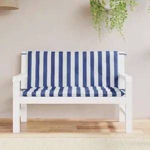 vidaXL Indoor/Outdoor Bench Cushions 2 pcs, Patio Loveseat Cushions, Porch Swing Seat Cushions, Non-slip, Water-Repellent, Breathable, Resilient, Blue&White Stripe 47.2"x19.7"x2.8" Oxford Fabric