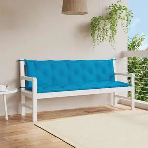vidaXL Indoor/Outdoor Bench Cushions 2 pcs, Patio Loveseat Cushions, Porch Swing Seat Cushions, Non-slip, Water-Repellent, Breathable, Resilient, Light Blue 70.9"x19.7"x2.8" Oxford Fabric