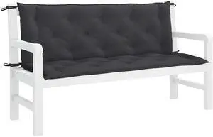 vidaXL Indoor/Outdoor Bench Cushions 2 pcs, Patio Loveseat Cushions, Porch Swing Seat Cushions, Non-slip, Water-Repellent, Breathable, Resilient, Black 59.1"x19.7"x2.8" Oxford Fabric