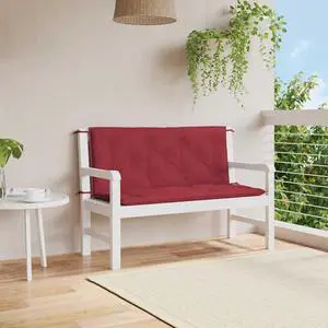 vidaXL Indoor/Outdoor Bench Cushions 2 pcs, Patio Loveseat Cushions, Porch Swing Seat Cushions, Non-slip, Water-Repellent, Breathable, Resilient, Wine Red 47.2"x19.7"x2.8" Oxford Fabric