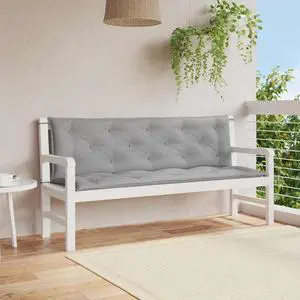 vidaXL Indoor/Outdoor Bench Cushions 2 pcs, Patio Loveseat Cushions, Porch Swing Seat Cushions, Non-slip, Water-Repellent, Breathable, Resilient, Gray 59.1"x19.7"x2.8" Oxford Fabric
