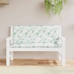 vidaXL Indoor/Outdoor Bench Cushions 2 pcs, Patio Loveseat Cushions, Porch Swing Seat Cushions, Non-slip, Water-Repellent, Breathable, Resilient, Leaf Pattern 47.2"x19.7"x2.8" Oxford Fabric