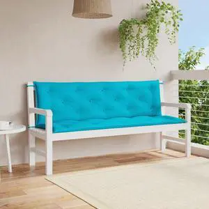 vidaXL Indoor/Outdoor Bench Cushions 2 pcs, Patio Loveseat Cushions, Porch Swing Seat Cushions, Non-slip, Water-Repellent, Breathable, Resilient, Turquoise 59.1"x19.7"x2.8" Oxford Fabric