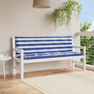 vidaXL Indoor/Outdoor Bench Cushions 2 pcs, Patio Loveseat Cushions, Porch Swing Seat Cushions, Non-slip, Water-Repellent, Breathable, Resilient, Blue&White Stripe 59.1"x19.7"x2.8" Oxford Fabric